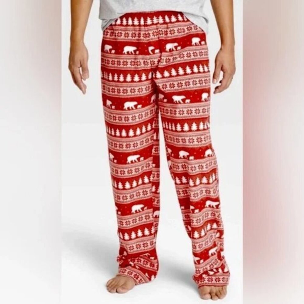 Wondershop Red & White Plush Fleece Fair Isle Holiday Lounge PJ Pants  L Unisex